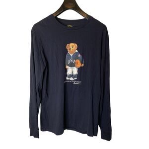 POLO Ralph Lauren Teddy Bear USA Basketball long sleeve men's size large